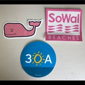 1 Vineyard vines sticker, 1 30a, 1 SoWal beaches.!